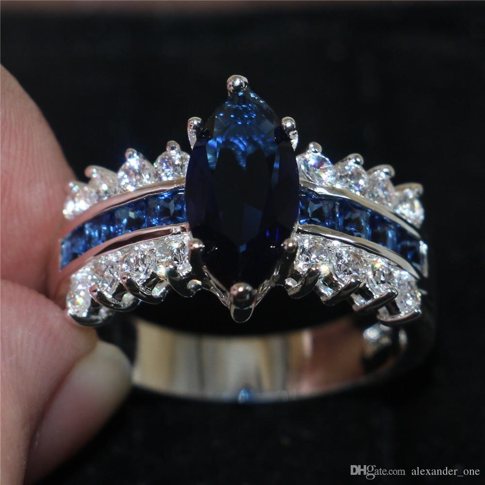 COPY - New, Dark Blue, Simulated Diamond Sterling…